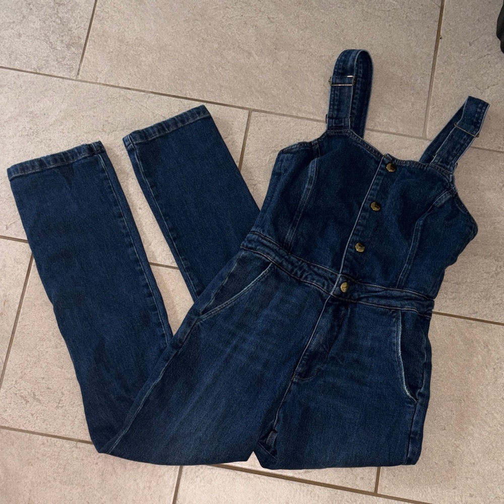 FRAME Parisian Straight Leg Denim Overalls Jumpsuit - Picture 4 of 7
